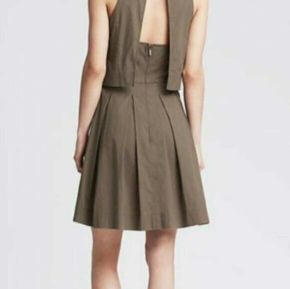 Banana Republic Layered Poplin Fit And Flare Dress